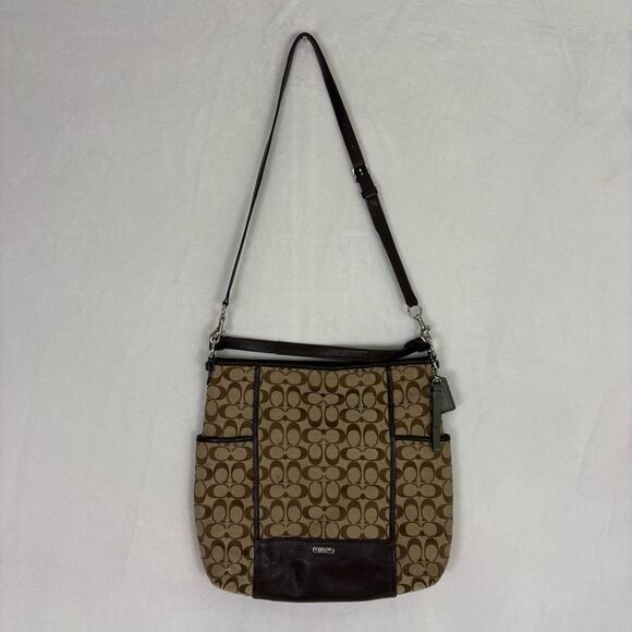Coach Brown Monogram Leather Large Crossbody/Shoulder Purse - Picture 1 of 16